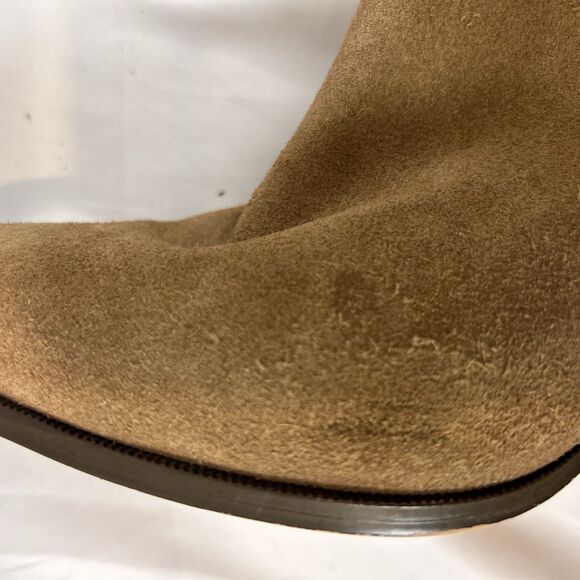 Anne Klein Suede Leather Ankle Booties Tan Brown Block Heel Slip On Womens 8.5 M - Picture 7 of 12